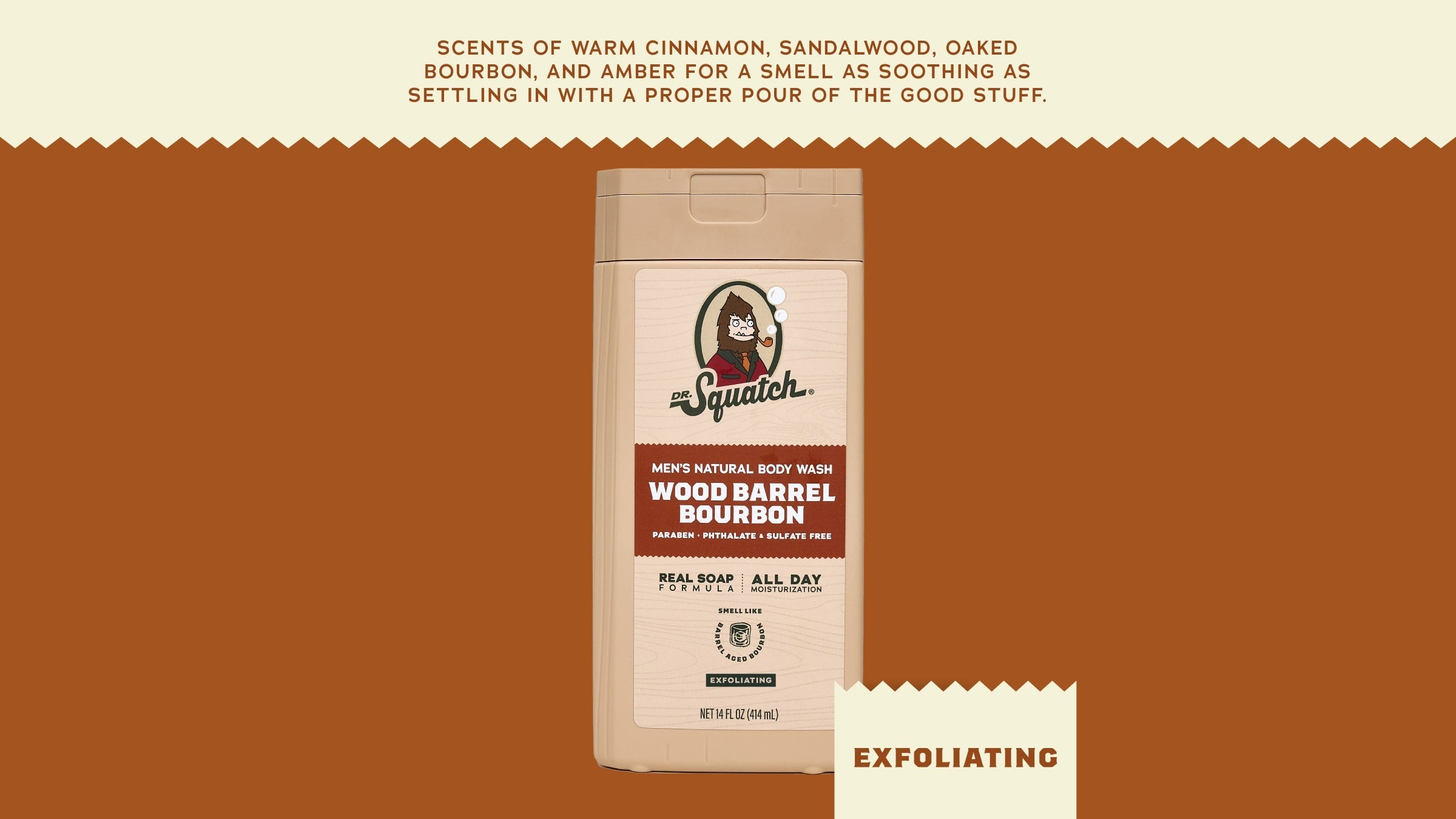 Dr. Squatch Soap 14 oz Wood Barrel Bourbon Exfoliating Body Wash - Image 5